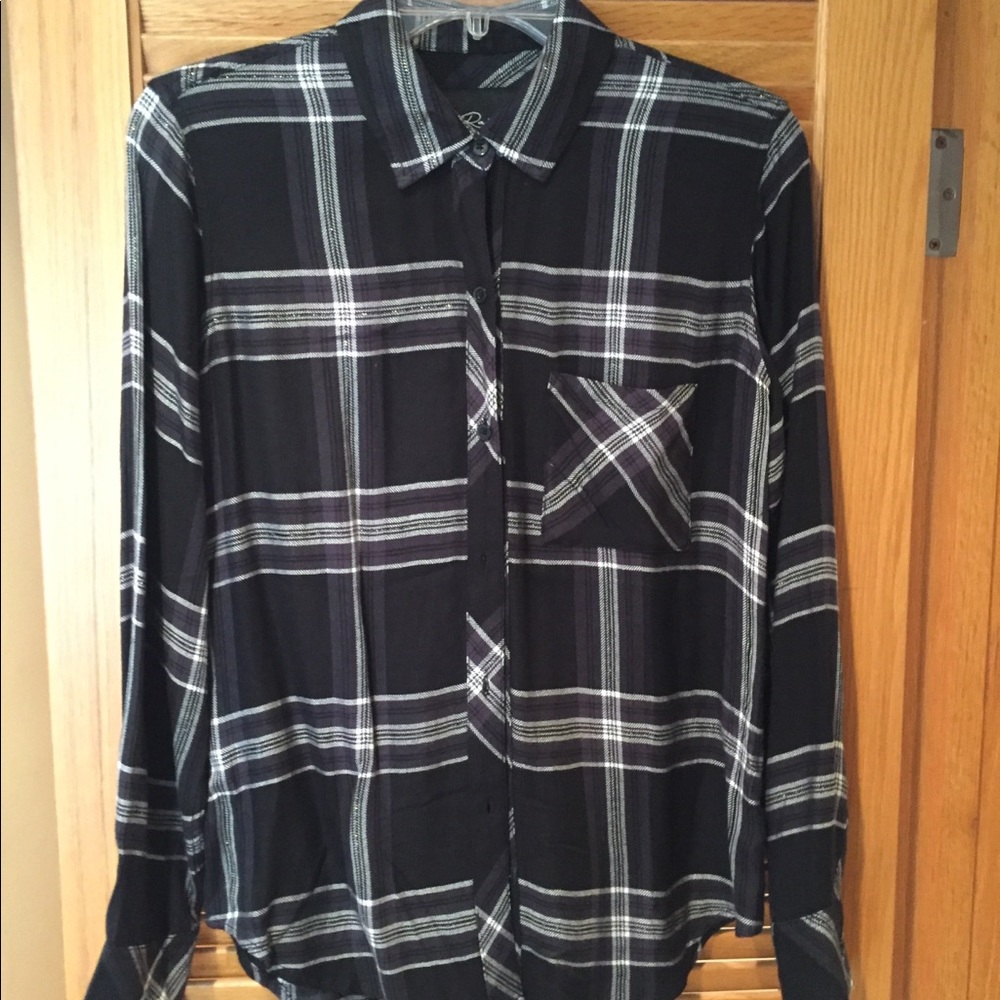Rails plaid shirt with silver thread in pattern